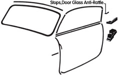 Stops, Door Glass Anti Rattle Set Of 8 Pcs., Ghia ' 57 - ' 74