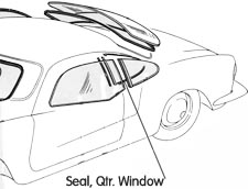 Seal, Qtr. Window, Non-Pop Out,<Br>Rear, L & R, Ghia ' 56 - ' 59