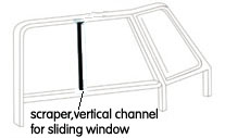 Scraper, Vertical Channel,<Br>For Sliding Window, Bus ' 50 - ' 67
