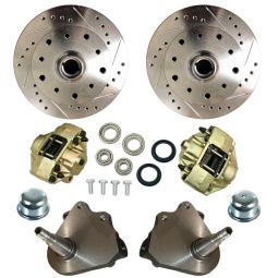 54-65 GHIA/BUG Drop Spindle Front 5x130 PORSCHE & 4.75 Drilled & Slotted Disc Brake Kit