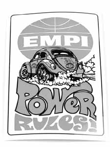 EMPI Power Rules Sticker 4" x 2 3/4" Each