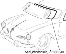 Karmann Ghia Windshield seal 70-74 with chrome groove